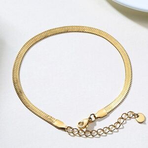 Gold Herringbone Flat Snake Chain Bracelet 4mm
